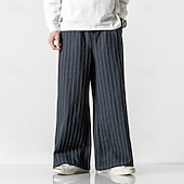 voordelige Loszittend-Voor heren Broek Vrijetijdsbroek Zak Trekkoord Recht been Streep Comfort Buiten Dagelijks Modieus Casual Donker Bruin Zwart Micro-elastisch