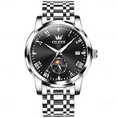 economico Orologi al quarzo-OLEVS Da uomo Orologio al quarzo Creativo Di tendenza Orologio casual Orologio da polso Visualizzazione delle fasi lunari Luminoso Calendario Impermeabile Acciaio Guarda