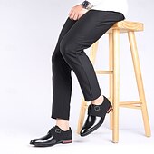 economico Semi-formale-scarpe da uomo con cinturino alla caviglia in pelle sintetica e pelle scamosciata bicolore – eleganti scarpe eleganti con fibbia per occasioni formali