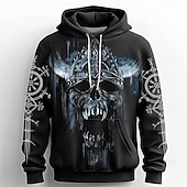 baratos moletons 3d masculinos-Homens Caveiras Moletons Moletom Casacos Moletom com capuz Gola Redonda Moda Impressão 3D Festa Feriado Streetwear Preto Azul Com Cordão Outono Inverno Designer