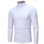 voordelige basis t-shirts-Voor heren T-shirt Coltrui Shirt met lange mouwen Lange mouw Opstaand Herfst winter Effen Lichtgewicht Klassiek Casual Klassiek Buiten Casual Sport Zwart Wit Grijs Top T-shirt voor mannen