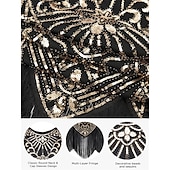 preiswerte Outfits-1920er Cocktailkleid Vintage-Kleid Midlänge Flapper Kleid Outfits Cocktailkleid Der große Gatsby Flapper-Mädchen Hochzeitsgast Pailletten Feder Fransen Damen Karnevalskostüm 7 STK Weihnachten