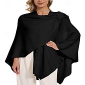 billiga Pälssjalar-crossover sjal för kvinnor omlott öppen front poncho cape elegant loop sjalar resesjalar för höst vinter längd 150cm
