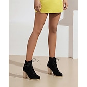 baratos Botas da moda-Botas femininas de salto alto com cadarço e salto bloco – calçados estilosos de inspiração vintage para o outono e roupas casuais