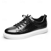 economico Sneakers da uomo-sneakers da uomo in similpelle intrecciata marrone - design casual con lacci e comoda suola bianca per l&#039;uso quotidiano