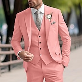 economico Abiti da matrimonio-Uomo Feste Balli di fine anno Completi Rosa Viola Moda Affari Tinta unita Vestibilità standard 3 pezzi Monopetto Due Bottoni