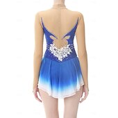billige Figur skating kjoler-kunstløp kostymer for voksne og barn tilpasset med fargede diamanter blå spandex mesh gradering ytelse kostymer konkurranse trening gradient rhinestone kjoler ytelse kostyme