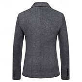 billige Blazere for menn-Herre Blazer Virksomhet Cocktailfest Bryllupsfest Mote Fritid Vår &amp; Vinter Polyester Helfarge Knapper Lomme Bekvem Enkeltkneppet Blazer Mørkegrå Kakifarget Lysegrå