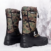 tanie Buty zimowe i śniegu-męskie zimowe buty śnieżne w kamuflażu z wodoodporną cholewką i pluszową podszewką - wytrzymała, antypoślizgowa podeszwa, regulowany pasek, idealne do aktywności na świeżym powietrzu