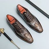 baratos Formal-sapatos oxford masculinos bronze metálico com padrão de crocodilo e detalhes perfurados - calçados formais elegantes para casamentos, festas e eventos empresariais