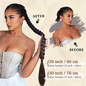 cheap Ponytails-Long Braid Ponytail Extension with Hair Tie Straight Sleek Wrap Around Hair Extensions Braid Pony Tail Fluffy Natural Soft Synthetic Hairpieces for Women Daily Wear