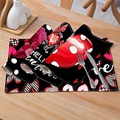 economico Tovagliette-set di 4 tovagliette per San Valentino romantiche e decorative con motivi a forma di cuore o rosa resistenti e resistenti al calore perfette per aggiungere un tocco d&#039;amore all&#039;arredamento della tua