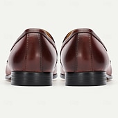 abordables Mocassins en cuir de qualité supérieure-mocassins classiques en cuir marron pour hommes – chaussures habillées à enfiler en cuir de vachette de qualité supérieure pour les occasions professionnelles et formelles