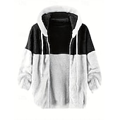 billiga fleece sweatshirts-Herr Huvtröja med dragkedja Fleece-jacka Huvtröja i fleece Svart Marinblå Kaki Grå Huva Färgblock Dragkedja Lappverk Sport &amp; Utomhus Ledigt Dagligen Polyester Streetwear Ledigt Höst vinter Kläder Pull