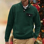 abordables Sudaderas Básicas_-Hombre Sudadera Negro Blanco Verde Oscuro Gris Claro Gris Oscuro Cuello Mao Bloque de color Jacquard Retazos Bolsillo Estriado Deporte Diario Festivos Poliéster Texturizado Ropa de calle Básico Casual