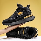 economico Sneakers da uomo-sneakers alte invernali da uomo con fodera in pelliccia sintetica – caldi stivali da neve con lacci per attività all&#039;aperto, suola impermeabile e antiscivolo, elegante design beige