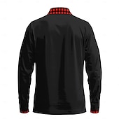 abordables Polo clásico para hombre-Navidad Hombre Plaid Camisetas polo de golf Manga Larga Camisas de polo Cuello Informal de negocios Uso Diario Camisetas de Nochevieja Atuendo para festival Botones Impresión 3D Primavera Otoño