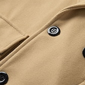 billiga Trenchcoat för män-Herr Rock Trenchcoat Lång trenchcoat Dagligen Semester Höst vinter Polyester Vindtät Mjuk Ytterkläder Kläder Mode Klassisk Slät Ficka Kavajslag Dubbelknäppt
