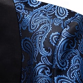ieftine Sacouri clasice pentru bărbați-Bărbați Blazer Afaceri Petrecere cu cocktail Petrecere Nuntă Modă Casual Primăvara &amp; toamnă Poliester Imprimeu Paisley Buzunar Nasturi Comfortabil Cu Un Nasture Blazer Argintiu Gri Închis Negru Alb