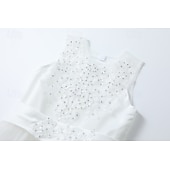 preiswerte Kleider für die Blumenmädchen-kinderkleidung Mädchen Blumenmädchen Kleid Kleid Ärmellos Hochzeit Party Schleife Elegant Vintage Spitze Tüll Maxi 4-13 Jahre Weiß Rosa Rote
