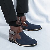 olcso Cowboy és nyugati csizma-férfi kordbársony és műbőr bokacsizma – stílusos barna és kék dizájn fém sas részlettel, nyugati cowboy ihletésű divat hétköznapi és hivatalos alkalmakra