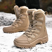 baratos Botas de combate-botas táticas de inverno masculinas – botas de neve quentes, forradas com pele sintética, impermeáveis, de cano alto e com sola antiderrapante, ideais para caminhadas ao ar livre e clima frio