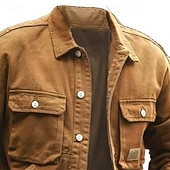 preiswerte Lässige Jacken-Herren Leichte Jacke Hemdjacke Freizeitjacke Jacke Formal Heim Tasche Frühling Herbst Winter Feste Farbe Vintage Modisch Umlegekragen Standard Schwarz Braun Grün Khaki Jacken