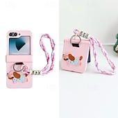 cheap Samsung Cases-Phone Case For Z Flip 7 Z Flip 6 Z Flip 5 Z Flip 4 Z Flip 3 Back Cover with Wrist Strap Shockproof Retro TPU Silicone