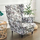 cheap Wingback Chair Cover-Stretch Printed Wingback Chair Cover Armchair Cover Durable and Elastic Slipcover with Stylish Print Design Perfect for Protecting and Refreshing Your Wingback Chair Ideal for Home Decor