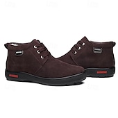 preiswerte Winter- und Schneestiefel-braune Winterstiefeletten aus Wildlederimitat mit Plüschfutter für Herren – warme Freizeitschuhe zum Schnüren für kaltes Wetter