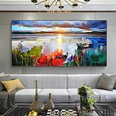 cheap Landscape Paintings-Mintura Handmade Lake View Oil Paintings On Canvas Wall Art Decoration Modern Abstract Landscape Picture For Home Decor Rolled Frameless Unstretched Painting