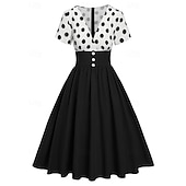 economico Vestiti-Retrò Vintage Anni 1950 Abito vintage Vestito Mascherata Pois Linea ad A Per donna Carnevale Capodanno Mascherata Casual Quotidiano Addio al Nubilato Adulti Vestito