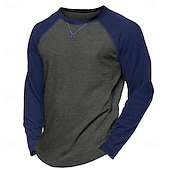 economico magliette di base-Per uomo Maglietta Camicia a Maniche Lunghe Felpa Manica Lunga Girocollo Estate Tinta unica Quotidiano Casual Stile da Strada Blocco di colore All&#039;aperto Streetwear Casual Nero Blu Grigio chiaro
