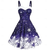 preiswerte Weihnachtsparty-Kleid-A-Linie Kleid Ausgefallenes Weihnachtskleid Weihnachten Damen Weihnachten Maskerade Heiligabend 1950s Erwachsene Party Weihnachten Silvester Kleid