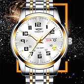 economico Orologi al quarzo-1 pz nuovo acciaio inossidabile con orologio da uomo digitale calendario settimanale display moda tendenza vita viaggio luminescente tempo libero sport affari orologio regalo di compleanno regalo di