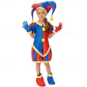 ieftine Stil Joker-Joker Clovn Pomni Halloween Ținute Costum circ Costum de carnaval Cosplay Pentru copii Băieți Fete Halloween Carnaval Mardi Gras Performanță Petrecere Scenă Costume de Halloween ușoare Îmbrăcați-vă