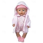 baratos Conjuntos de Roupas e Acessórios para Bonecas-Roupas para Boneca Reborn de Bebê de 17-22 polegadas Menino Boneca Bebê de 17-22 polegadas Pato Amarelo Conjunto de 5pcs Roupas de Boneca Acessórios se adequam a Boneca Bebê Menina de 17-22 polegadas