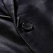 cheap Men&#039;s Classic Blazers-Men&#039;s Blazer Sport Coat Office Work Street Pocket Fashion Casual Spring &amp;  Fall Polyester Faux Leather Plain Pocket Casual / Daily Single Breasted Blazer Black