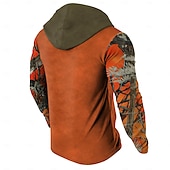 baratos Moletons de Caça-Homens Cowboy Moletons Casual Vintage retrô Manga Longa Com Capuz Viagem Férias Feriado Azul Laranja Verde Com Cordão Outono Inverno Designer S M L XL XXL XXXL