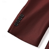  Men's Burgundy Tuxedo Suit 3 Piece Slim Fit – Wedding Prom Dinner Party Suit, One Button Shawl Lapel Blazer Vest Pants, Available in Black, Blue, Green