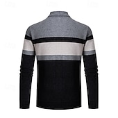 preiswerte Herren Strickjacke-Herren Jacquard-Pullover Strickjacke Kurzer Pullover Strickpullover Gerippt Gehäkelt Stricken Standard Strick Jacquard Kariert / Gestreift / Chevron Stehkragen Modisch Klassisch Freizeitskleidung