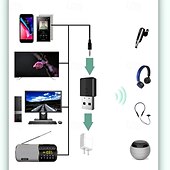 abordables Kit de Bluetooth/manos libres para coche-Receptor Bluetooth 5.0 para automóvil, adaptador auxiliar Bluetooth con cancelación de ruido, receptor de música Bluetooth para estéreo doméstico/auriculares con cable/llamadas manos libres, duración
