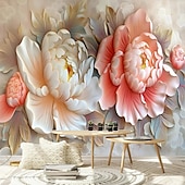 abordables Papiers peints-Floral 3D Peinture traditionnelle chinoise Décoration d&#039;intérieur Floral Classique Revêtement, Toile PVC / vinyle Matériel adhésif requis Mural, Couvre Mur Chambre