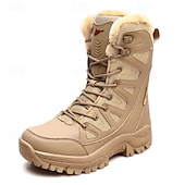 baratos Botas de combate-botas táticas de inverno masculinas – botas de neve quentes, forradas com pele sintética, impermeáveis, de cano alto e com sola antiderrapante, ideais para caminhadas ao ar livre e clima frio