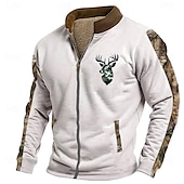 economico Felpe 3D da uomo-Per uomo Cervo Felpa Maglia Felpa con zip Manica Lunga Felpa Collo alla coreana Con cerniera Moda Quotidiano Semplice Stampa Vacanza Ferie Uscire Tasca Cerniera frontale Inverno