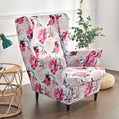 cheap Wingback Chair Cover-Stretch Printed Wingback Chair Cover Armchair Cover Durable and Elastic Slipcover with Stylish Print Design Perfect for Protecting and Refreshing Your Wingback Chair Ideal for Home Decor