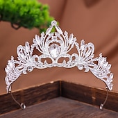 billige Tiaraer og Krone-Crown Tiaras pannebånd Hodeplagg Strass Legering Bryllup cocktail Elegant Luksus Med Rhinsten Krystalldetaljer Hodeplagg Hodeplagg