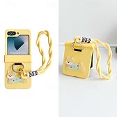 cheap Samsung Cases-Phone Case For Z Flip 7 Z Flip 6 Z Flip 5 Z Flip 4 Z Flip 3 Back Cover with Wrist Strap Shockproof Retro TPU Silicone
