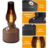cheap Humidifiers &amp; Dehumidifiers-Lamp Air Humidifier Ambience Lamp Mute Retro Humidifier USB Small Fragrance Diffuser with Light for Home Office