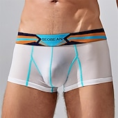 cheap Men&#039;s Boxers Underwear-Men&#039;s 1 PCS Boxers Underwear Boxer Shorts Patchwork Elastic Waist Chinlon Breathable Soft Comfortable Color Block Letter Mid Rise Black White